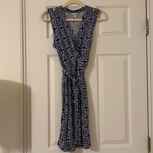 Banana Republic Navy and White Patterned Dress